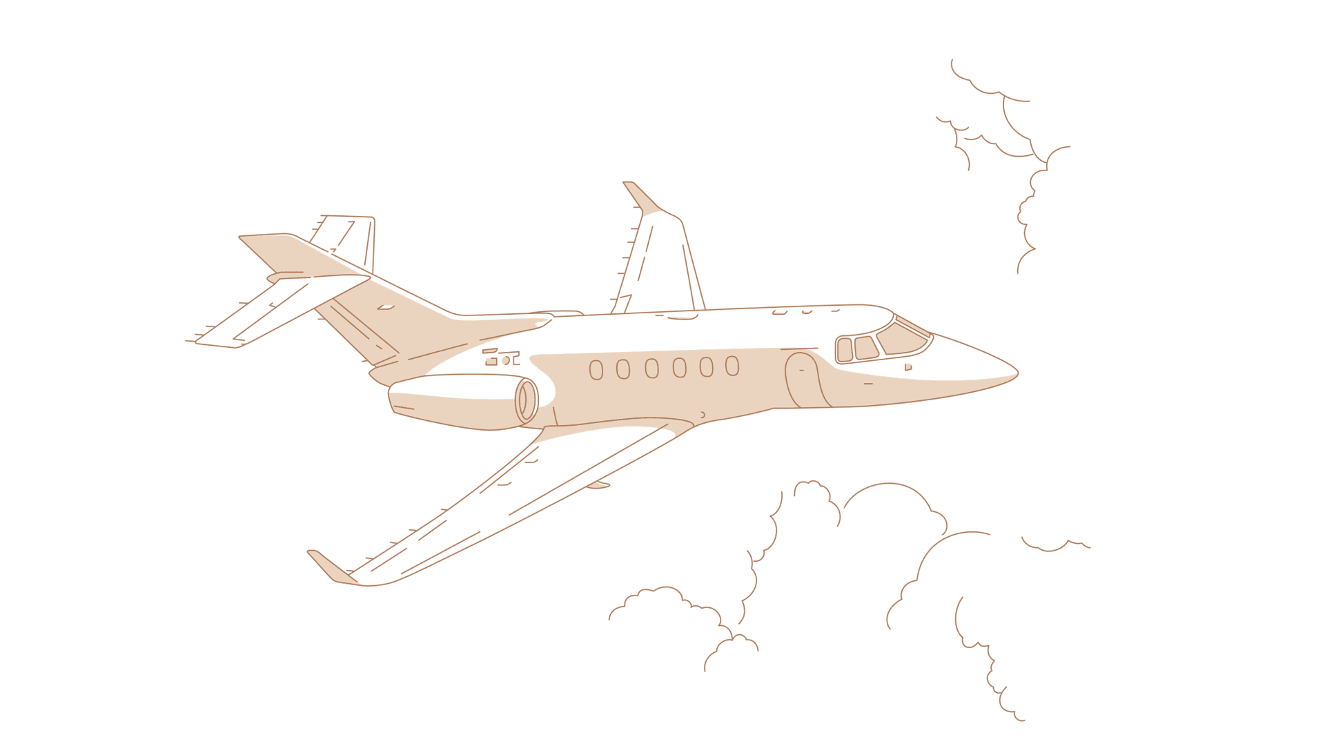 Warm, aspirational illustrations of the various aircraft add atmosphere and allow users to see past specific brands.